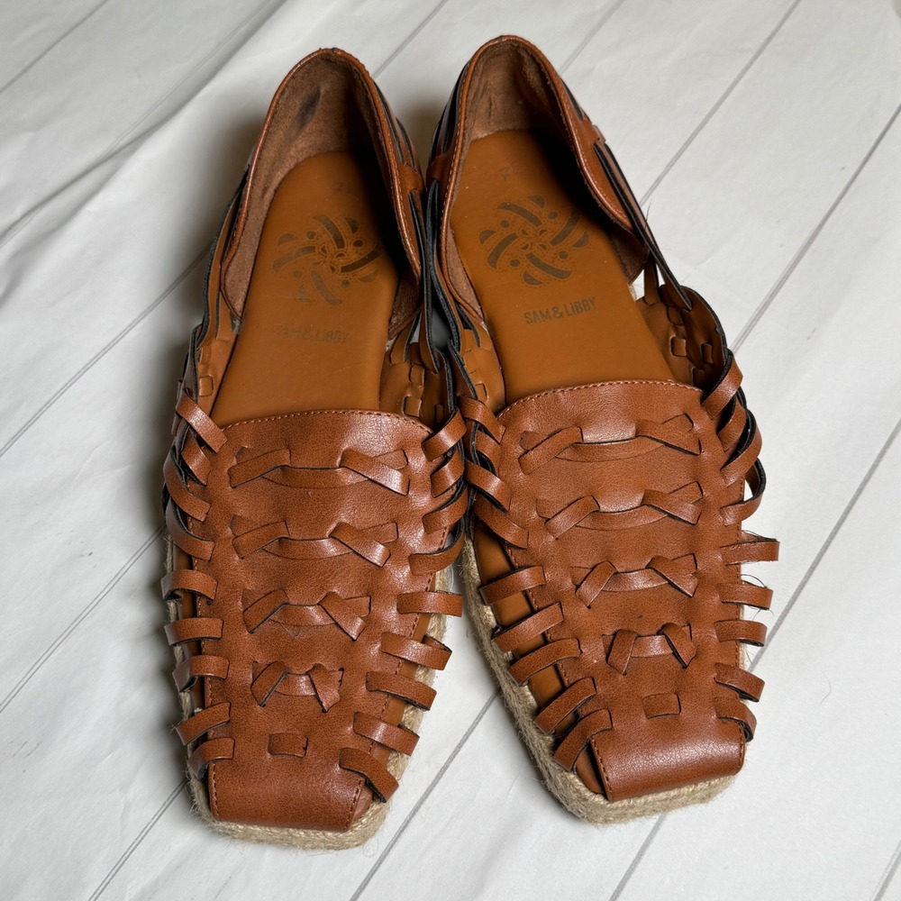 Sam &‎ Libby Brown Fisherman Espadrilles Strappy Sandals Boho Lagenlook Chic 7.5